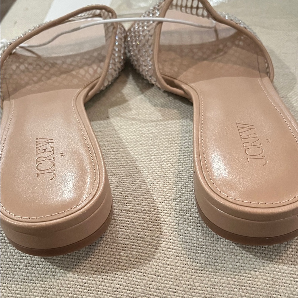 J. Crew Nude Rhinestone Mesh Slide Sandals/NWT/9M - Picture 9 of 10